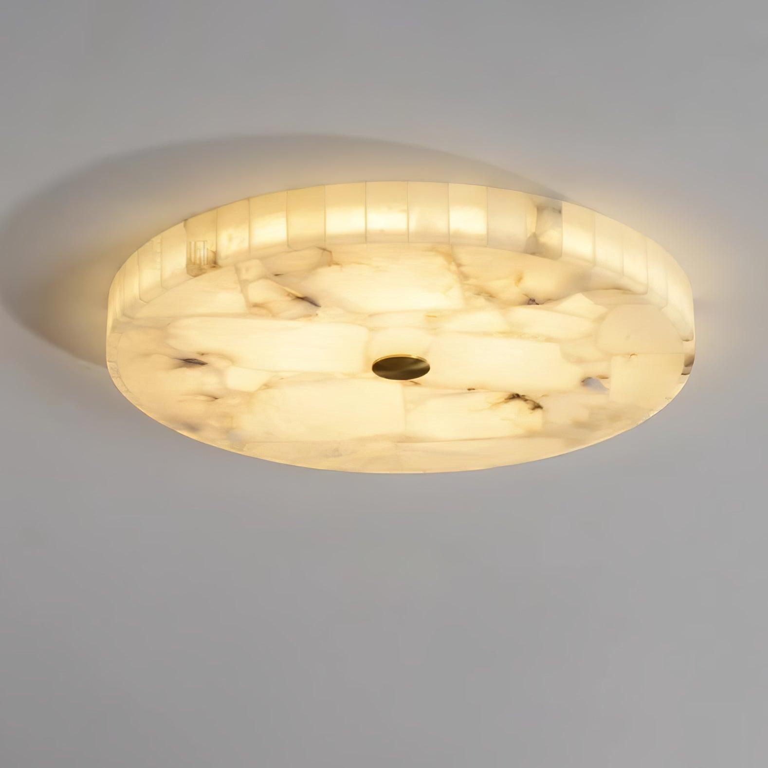 Ciphayra Minimalist Alabaster Round Flushmount-Neutral Decor