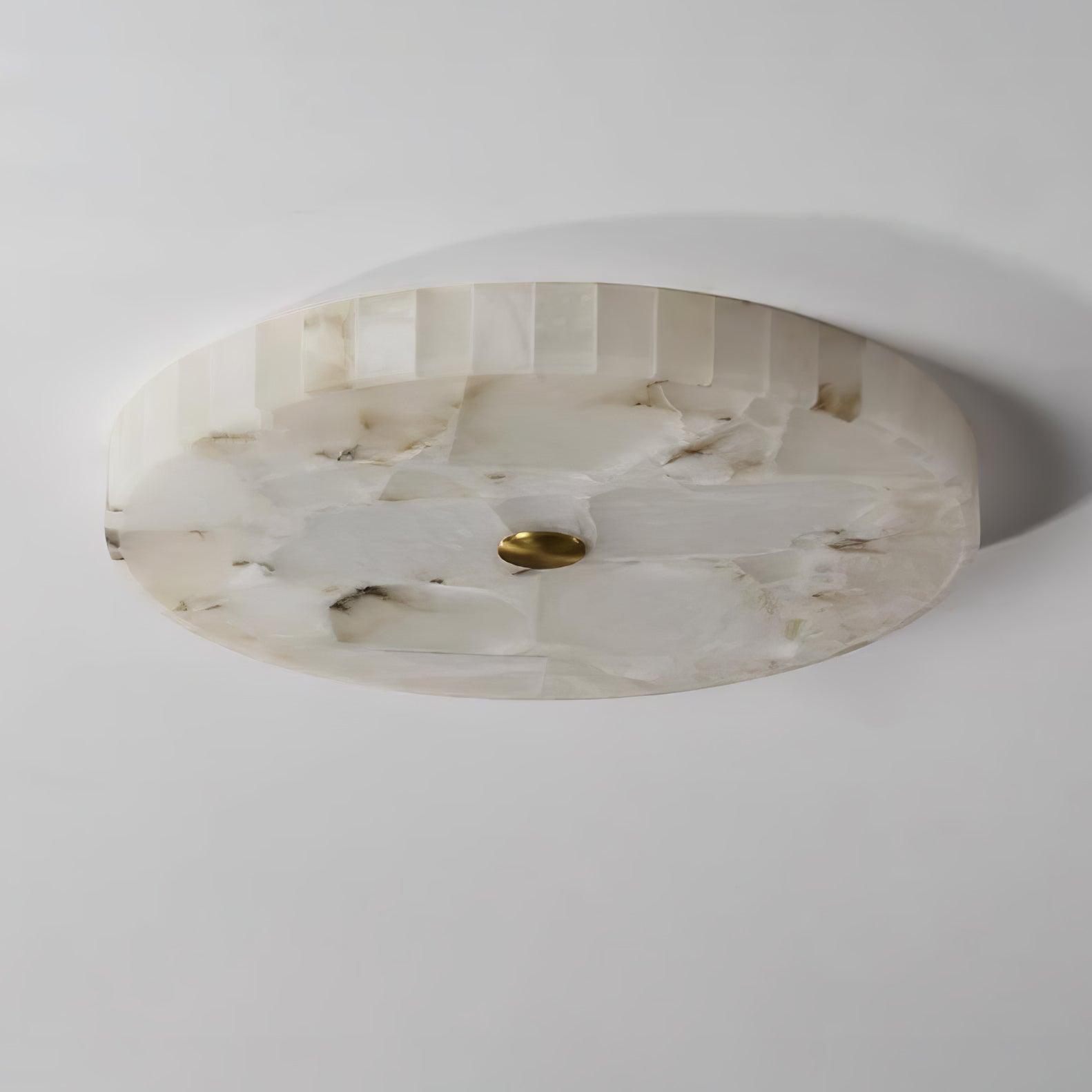 Ciphayra Minimalist Alabaster Round Flushmount-Neutral Decor