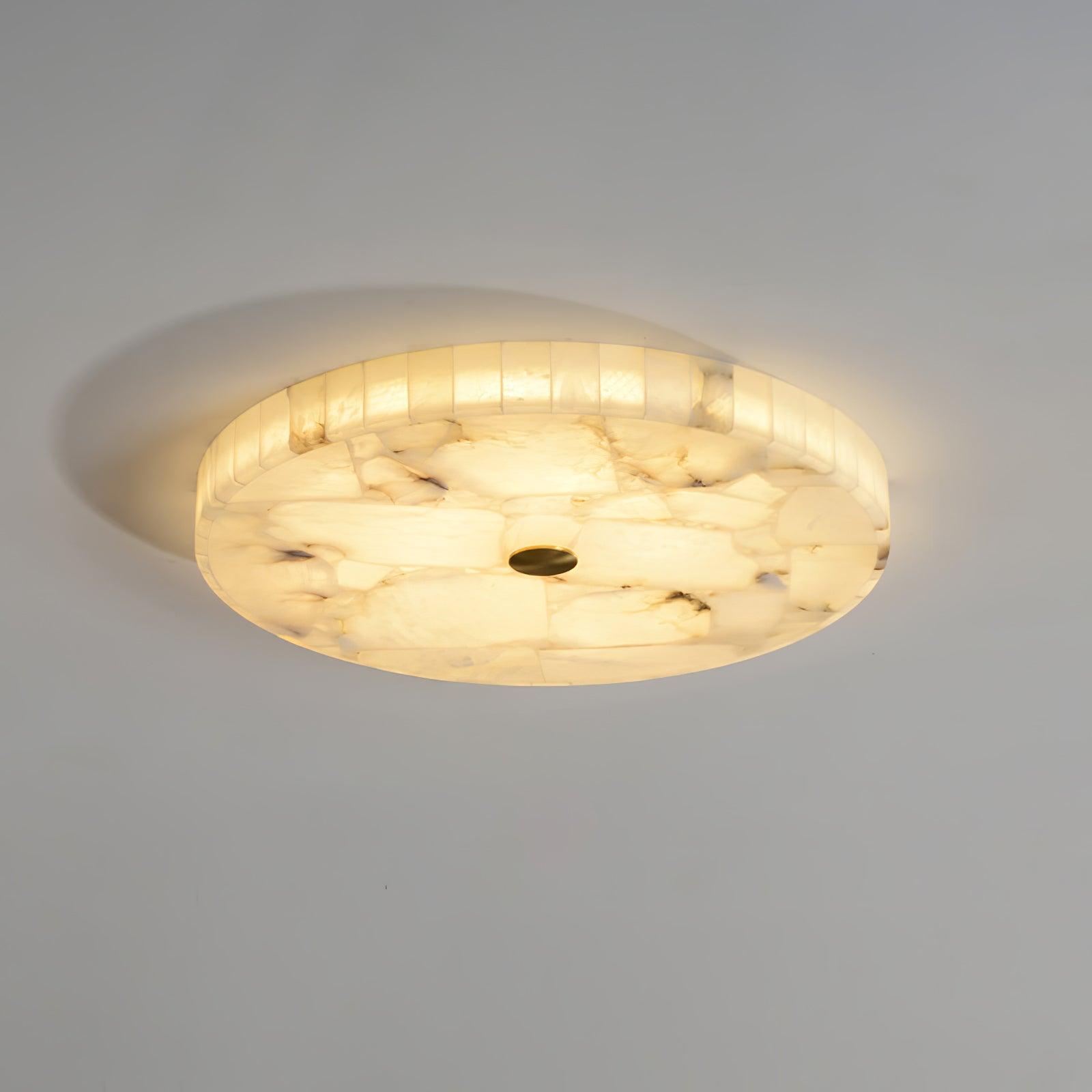 Ciphayra Minimalist Alabaster Round Flushmount-Neutral Decor