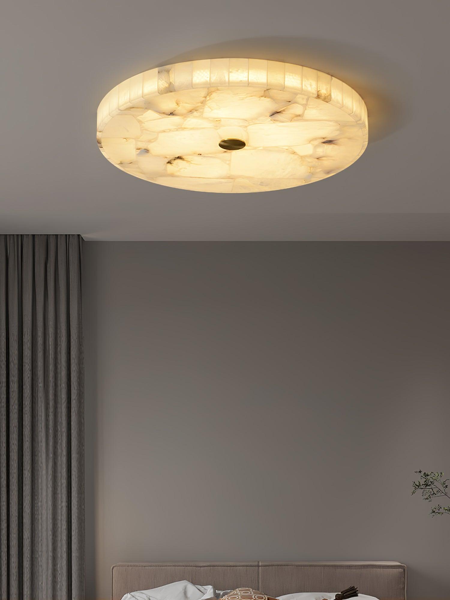 Ciphayra Minimalist Alabaster Round Flushmount-Neutral Decor