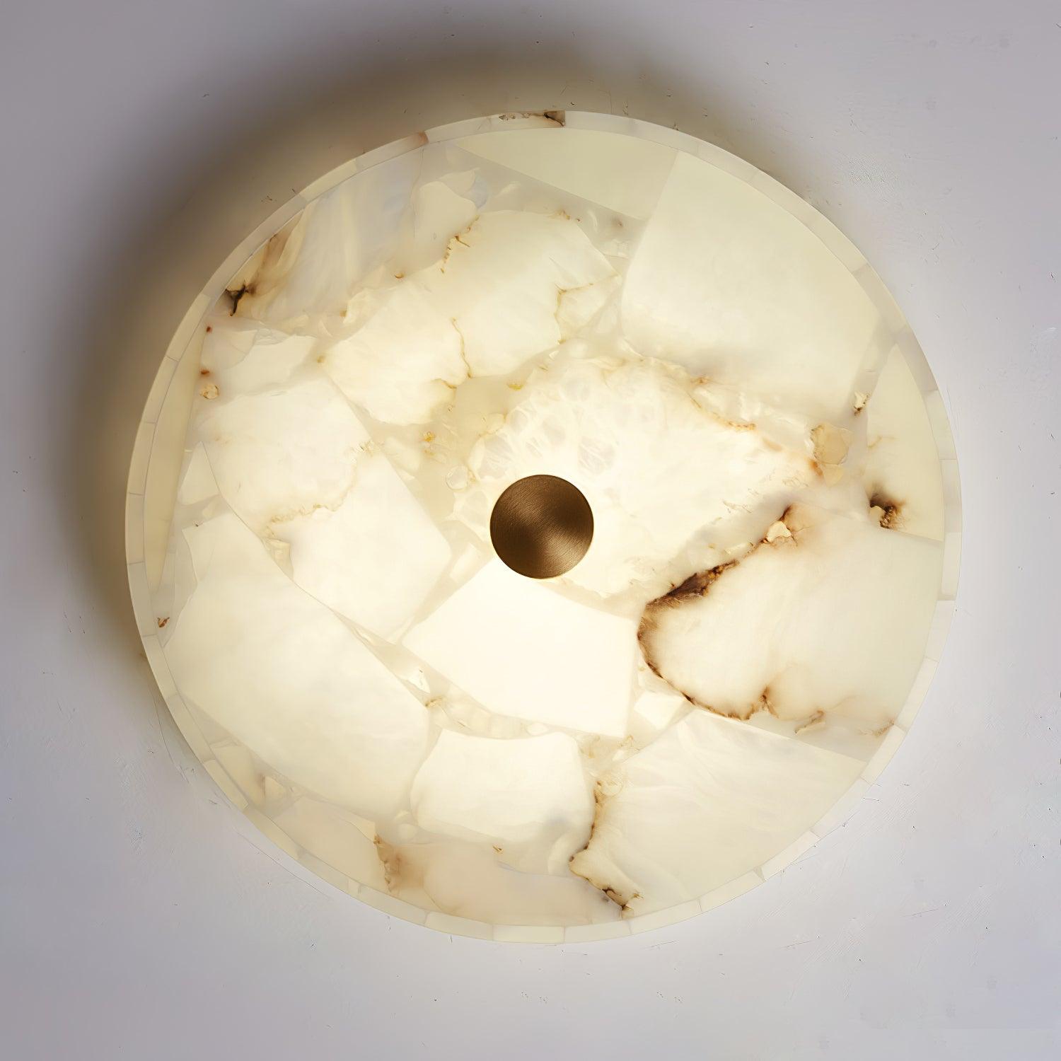 Ciphayra Minimalist Alabaster Round Flushmount-Neutral Decor