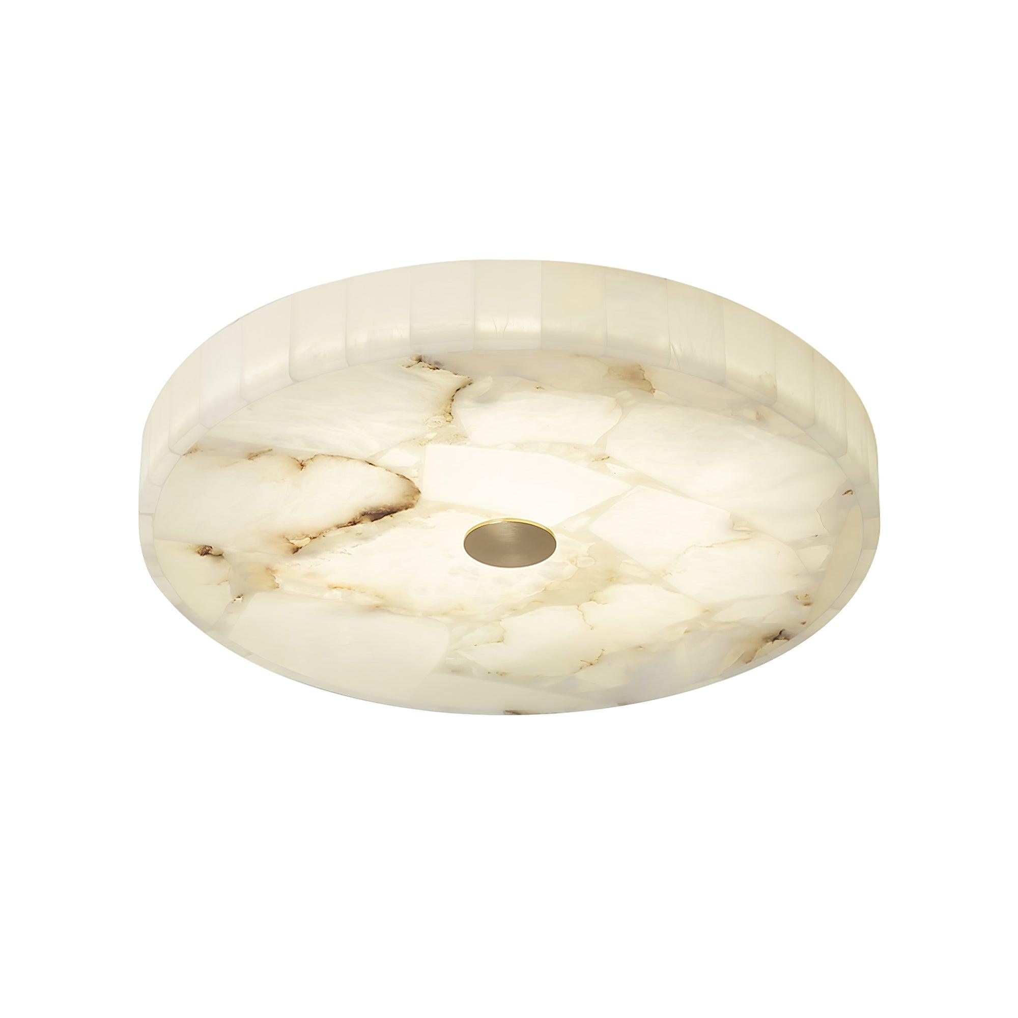 Ciphayra Minimalist Alabaster Round Flushmount-Neutral Decor