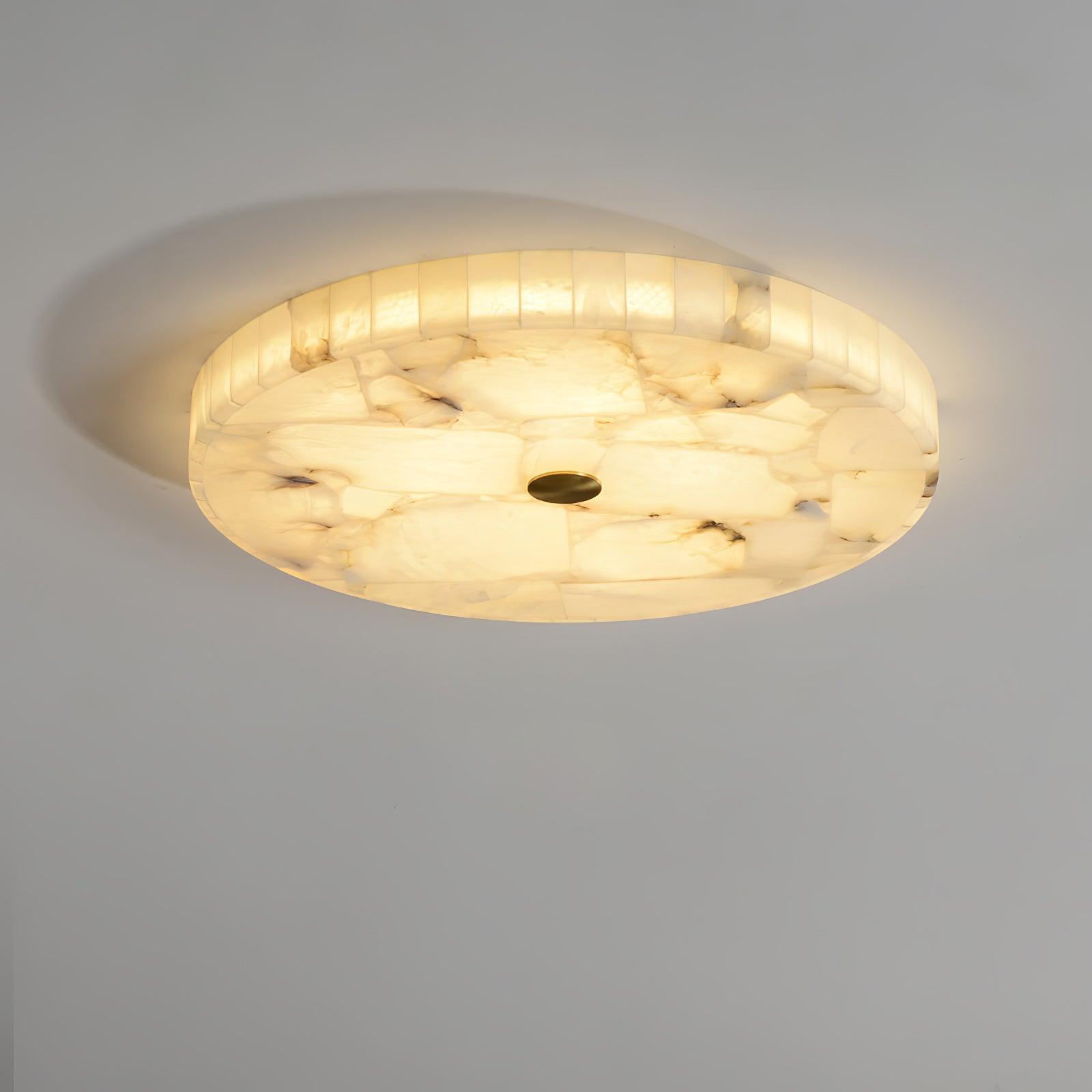 Ciphayra Minimalist Alabaster Round Flushmount-Neutral Decor