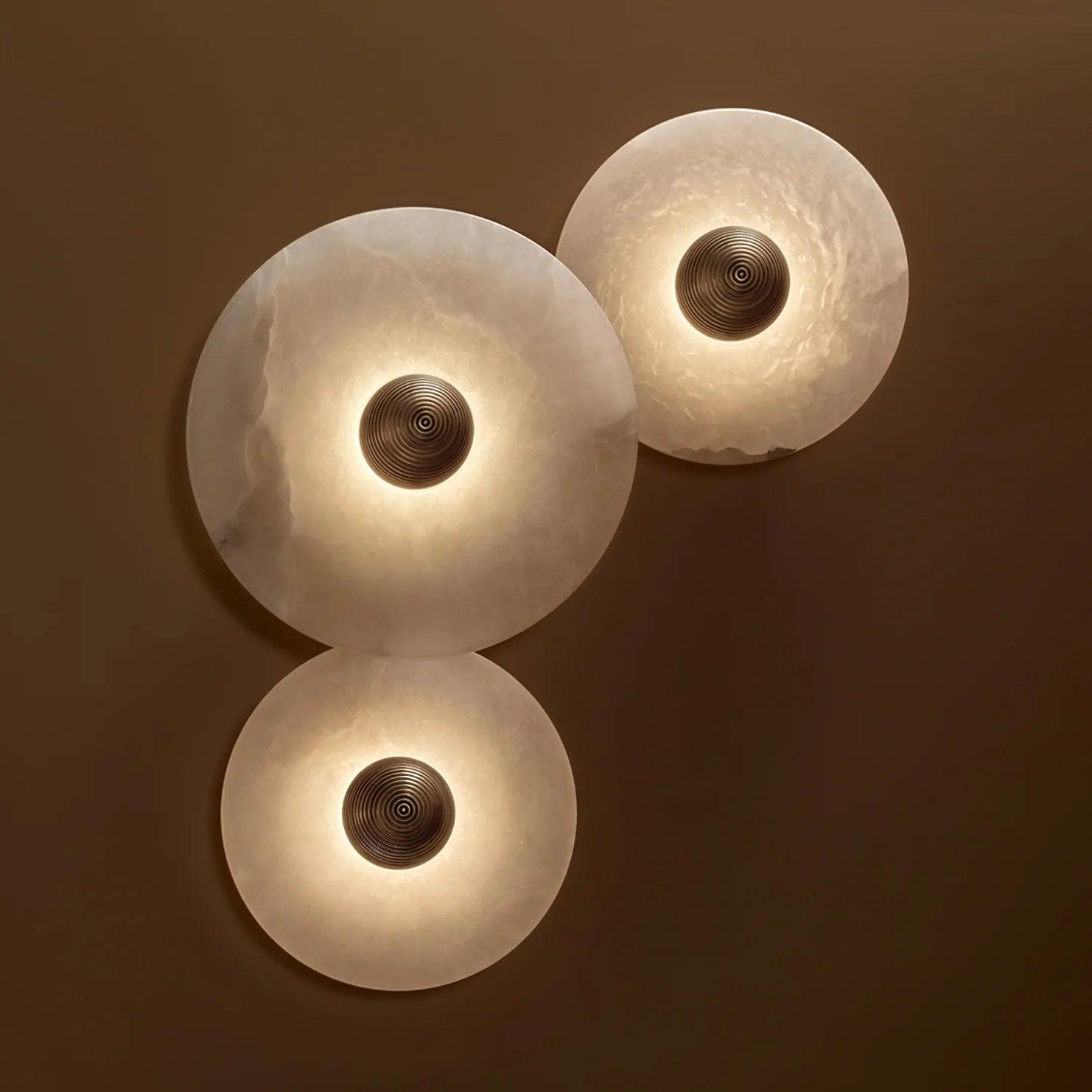 Round Wall Lamp Alabaster Cluster Trio