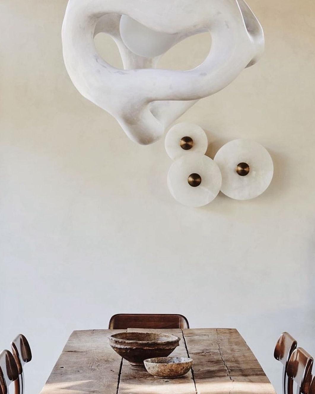 Round Wall Lamp Alabaster Cluster Trio