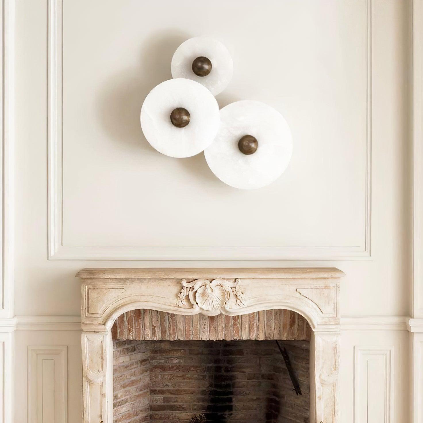 Round Wall Lamp Alabaster Cluster Trio