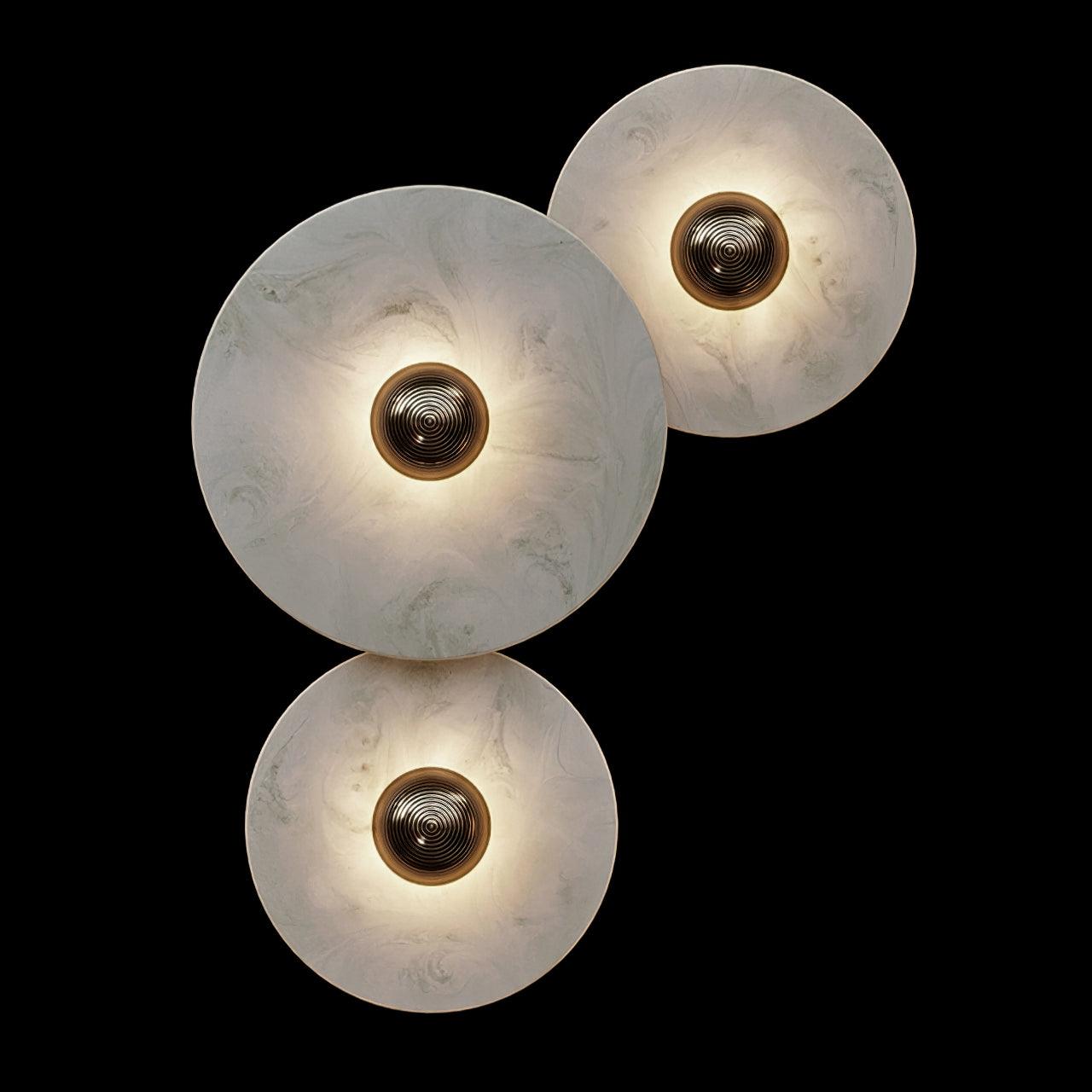 Round Wall Lamp Alabaster Cluster Trio