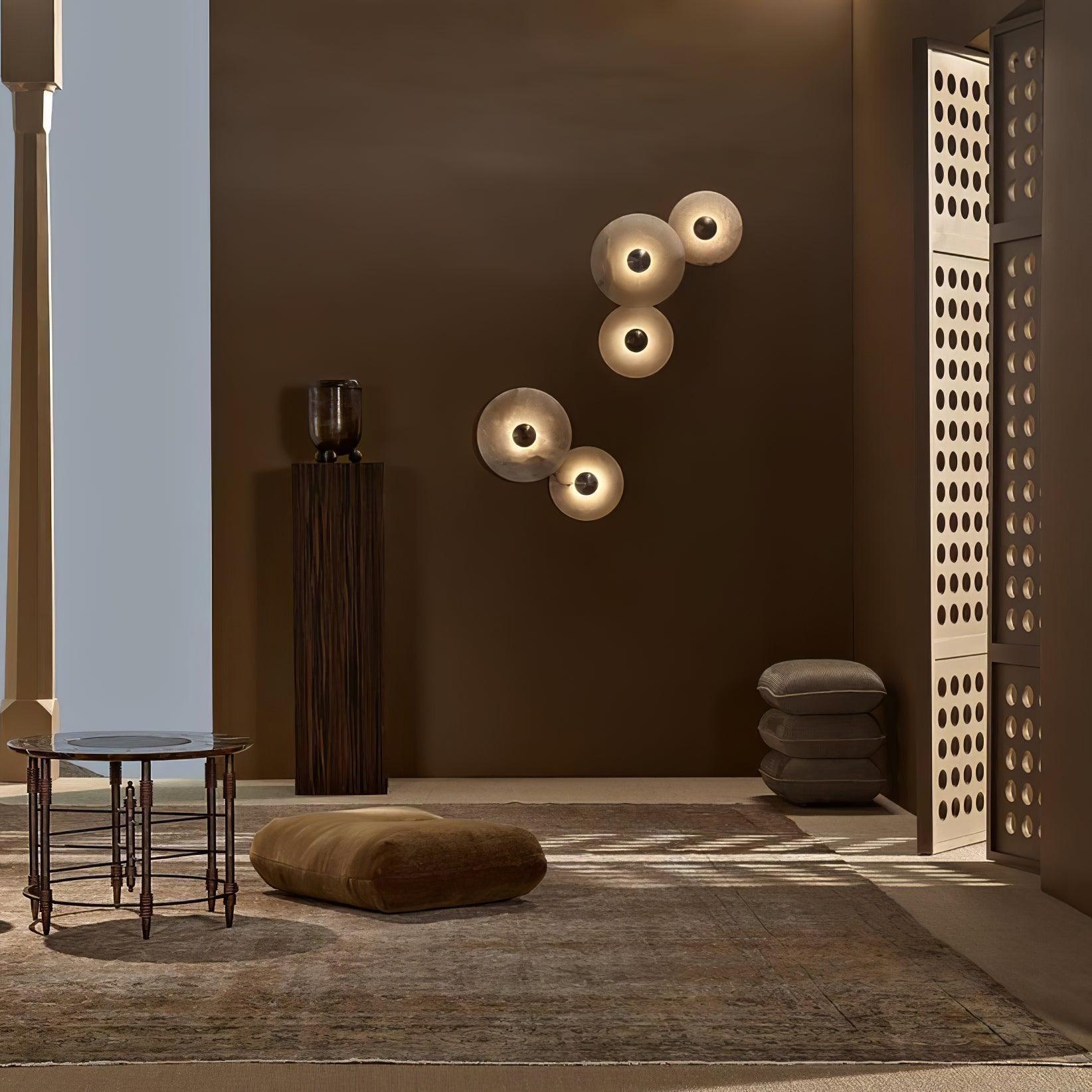 Round Wall Lamp Alabaster Cluster Trio