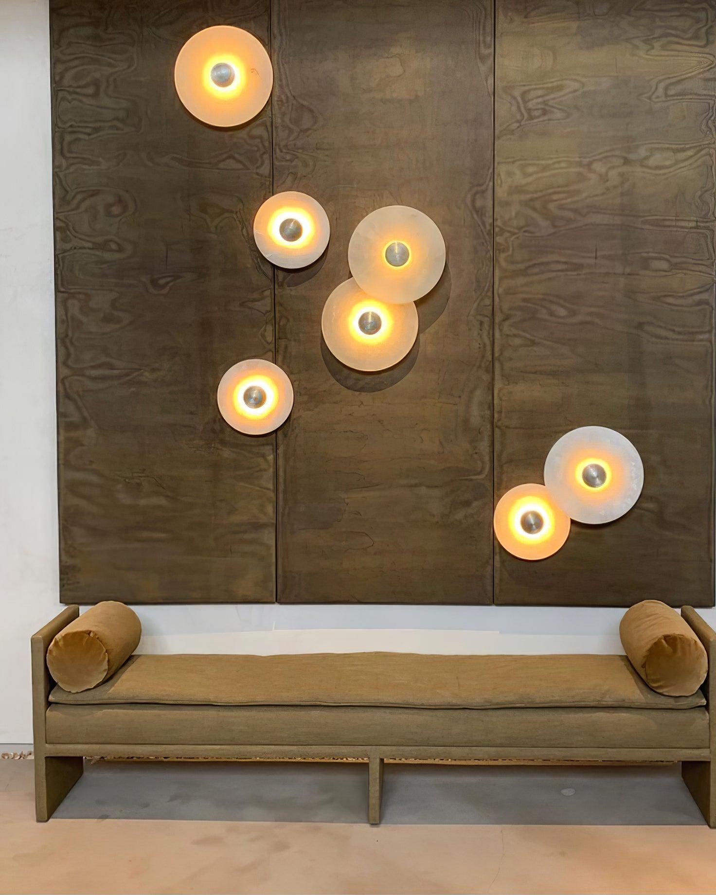 Round Wall Lamp Alabaster Cluster Trio