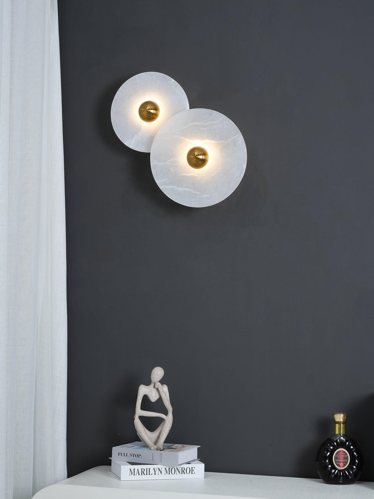Round Wall Lamp Alabaster Cluster Trio