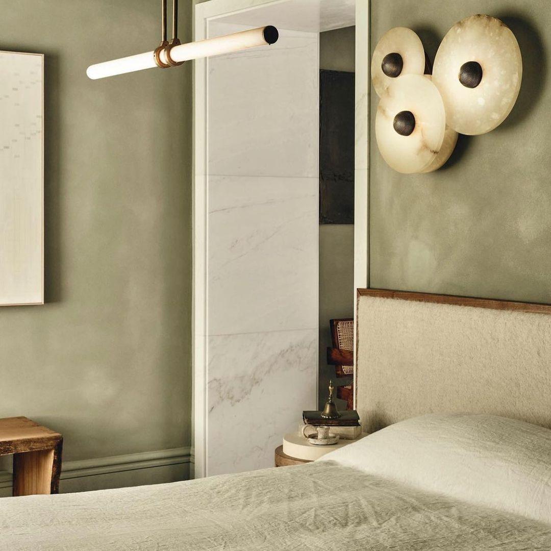 Round Wall Lamp Alabaster Cluster Trio