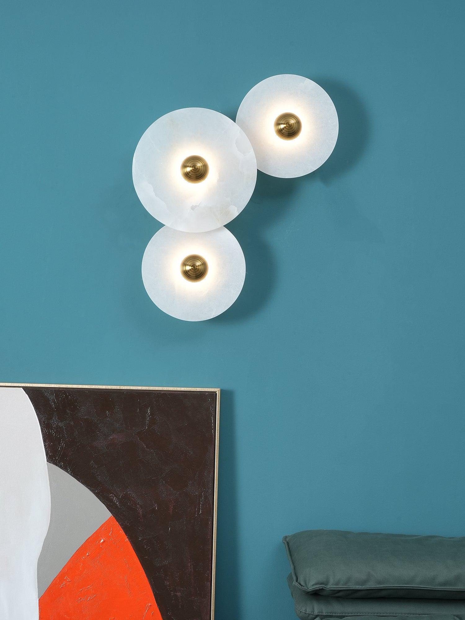 Round Wall Lamp Alabaster Cluster Trio