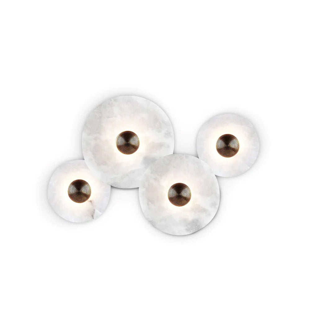Round Wall Lamp Alabaster Cluster Trio
