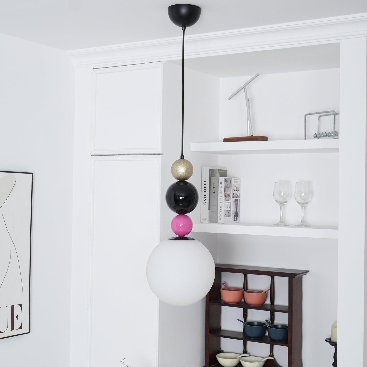 Eshaisra Nordic Art Round Balls Stacking Glass Pendant Lamp-Neutral Decor
