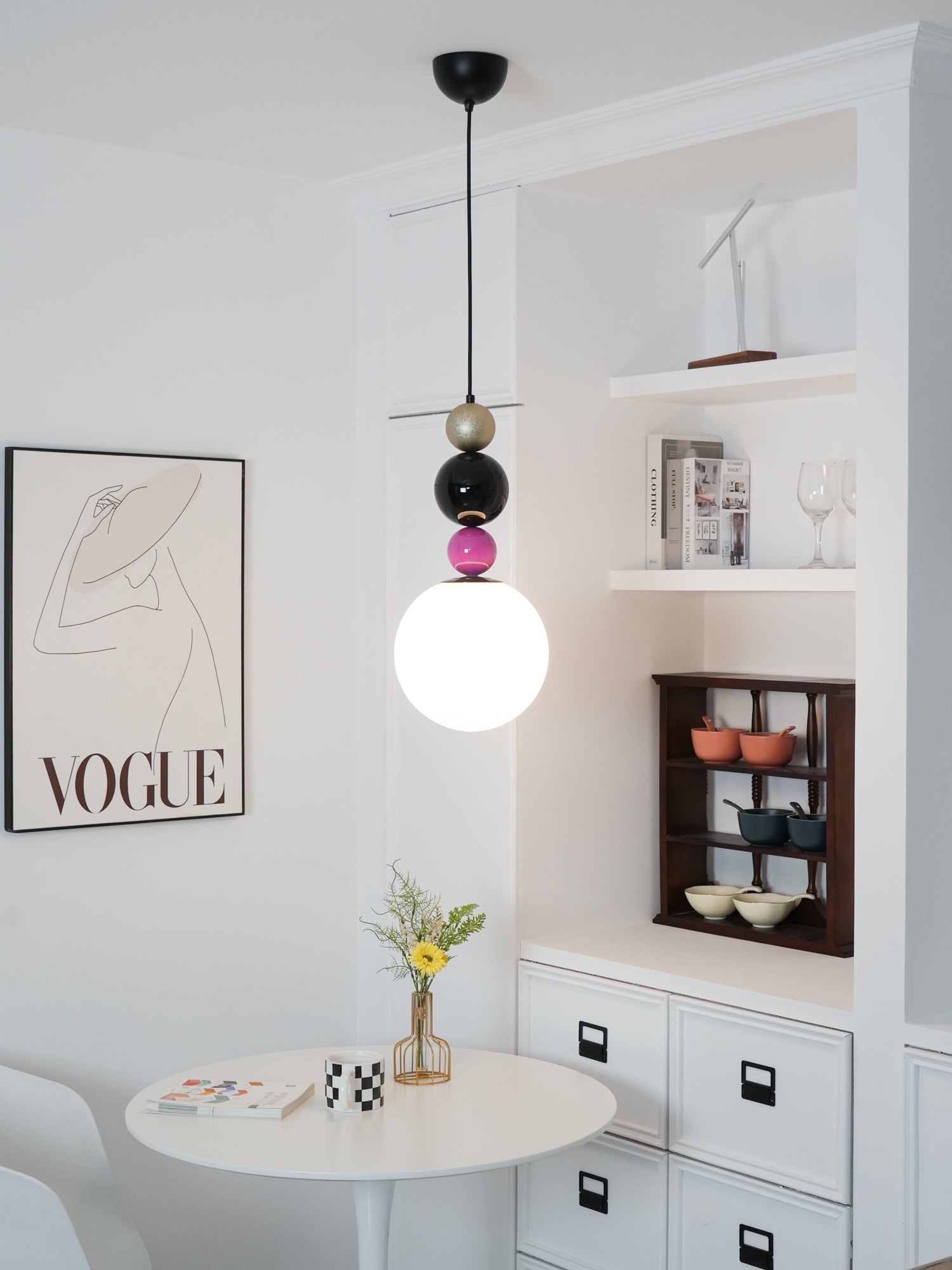 Eshaisra Nordic Art Round Balls Stacking Glass Pendant Lamp-Neutral Decor