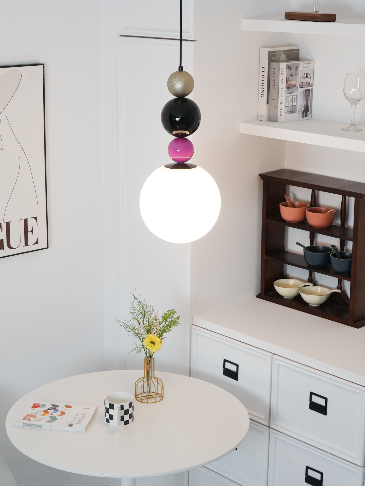 Eshaisra Nordic Art Round Balls Stacking Glass Pendant Lamp-Neutral Decor