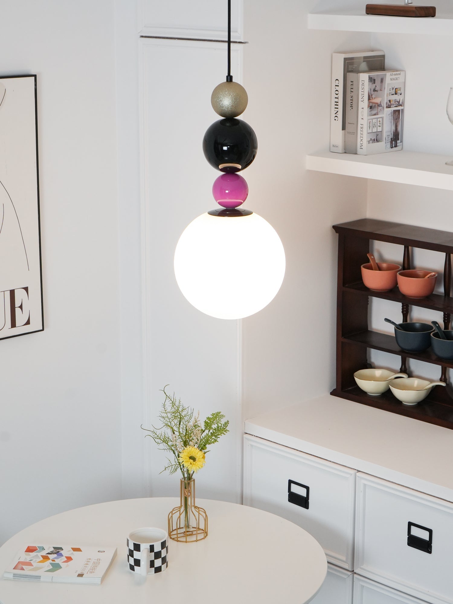 Eshaisra Nordic Art Round Balls Stacking Glass Pendant Lamp-Neutral Decor