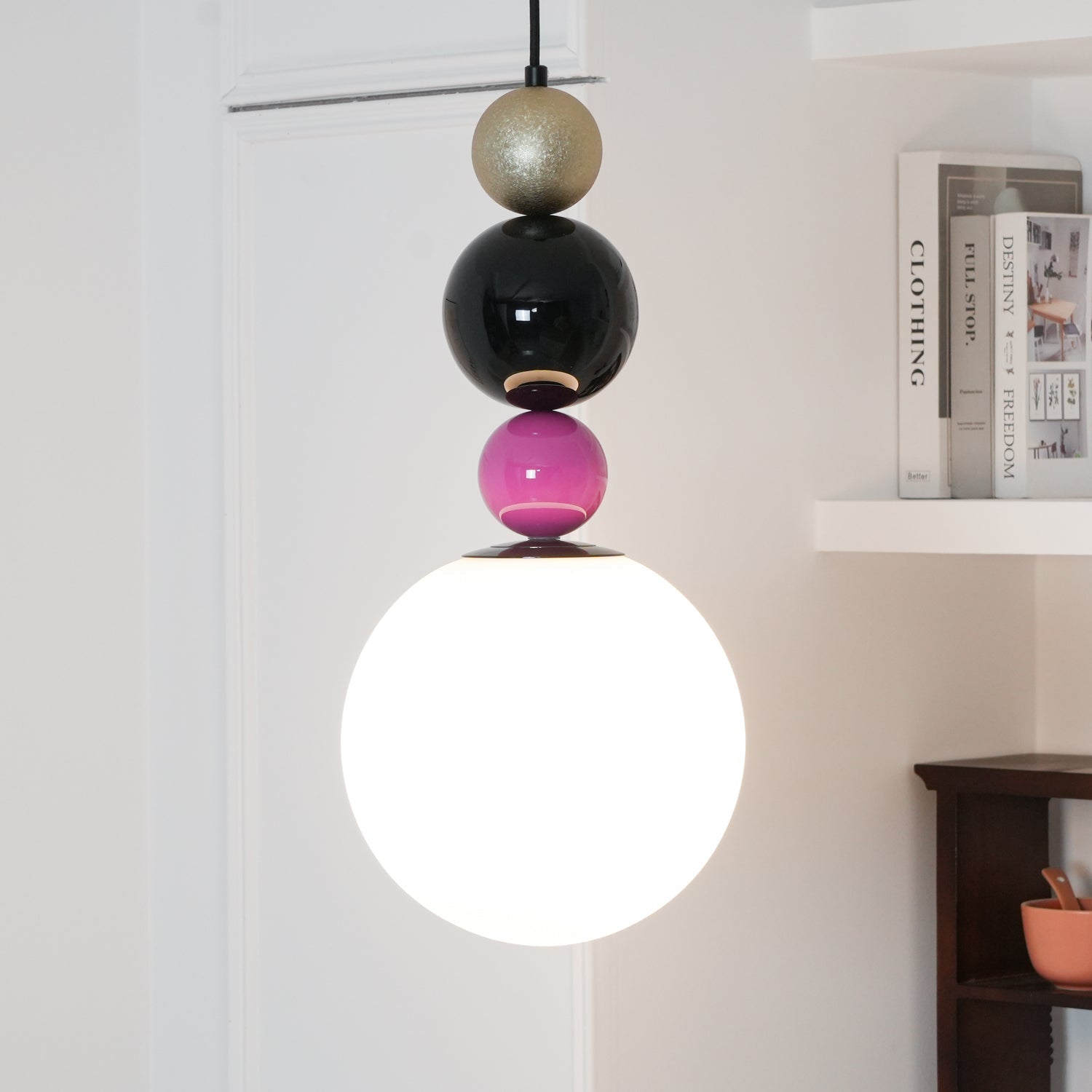 Eshaisra Nordic Art Round Balls Stacking Glass Pendant Lamp-Neutral Decor