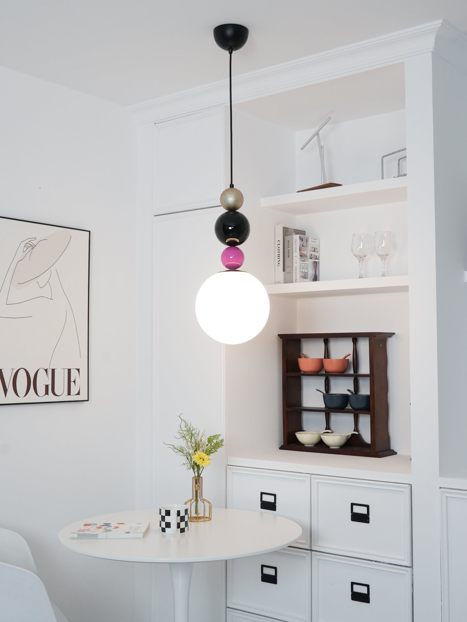 Eshaisra Nordic Art Round Balls Stacking Glass Pendant Lamp-Neutral Decor