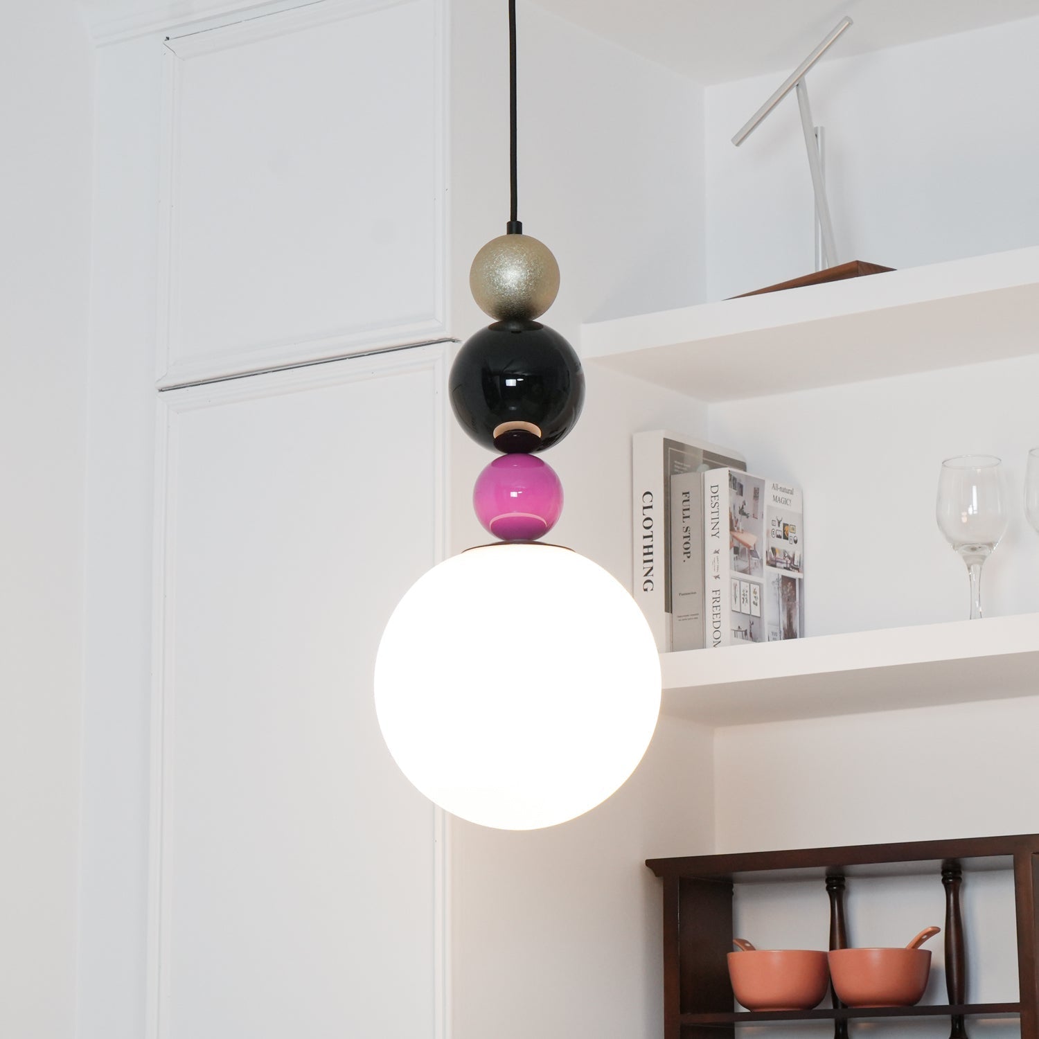 Eshaisra Nordic Art Round Balls Stacking Glass Pendant Lamp-Neutral Decor