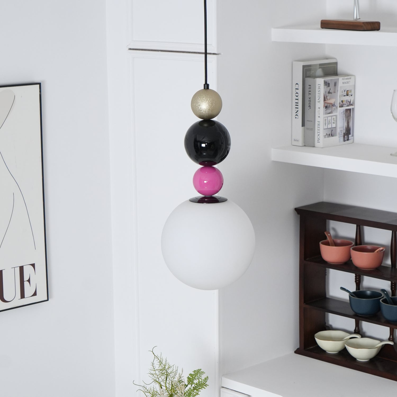 Eshaisra Nordic Art Round Balls Stacking Glass Pendant Lamp-Neutral Decor