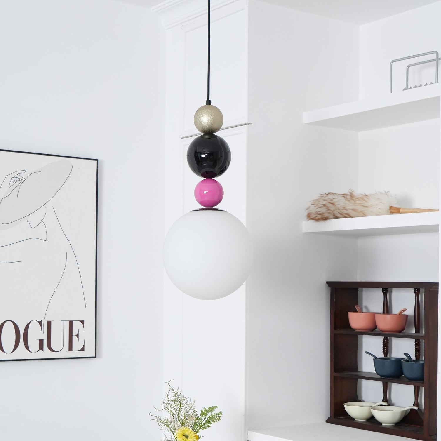 Eshaisra Nordic Art Round Balls Stacking Glass Pendant Lamp-Neutral Decor