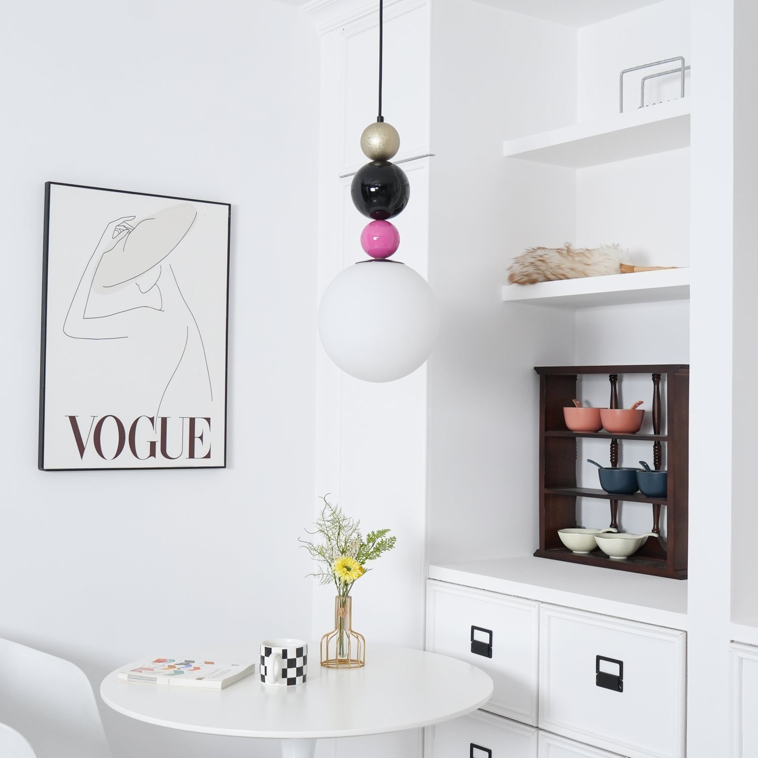 Eshaisra Nordic Art Round Balls Stacking Glass Pendant Lamp-Neutral Decor