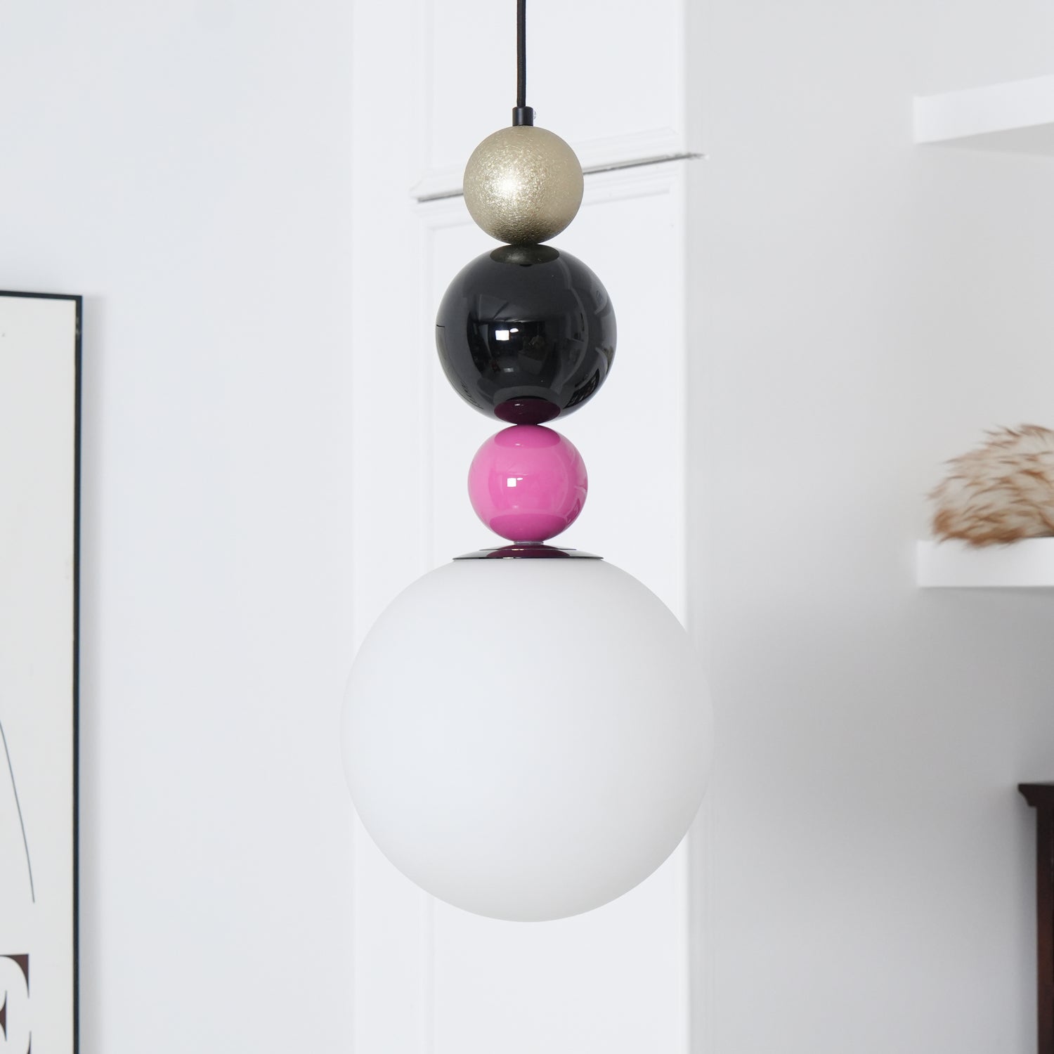Eshaisra Nordic Art Round Balls Stacking Glass Pendant Lamp-Neutral Decor