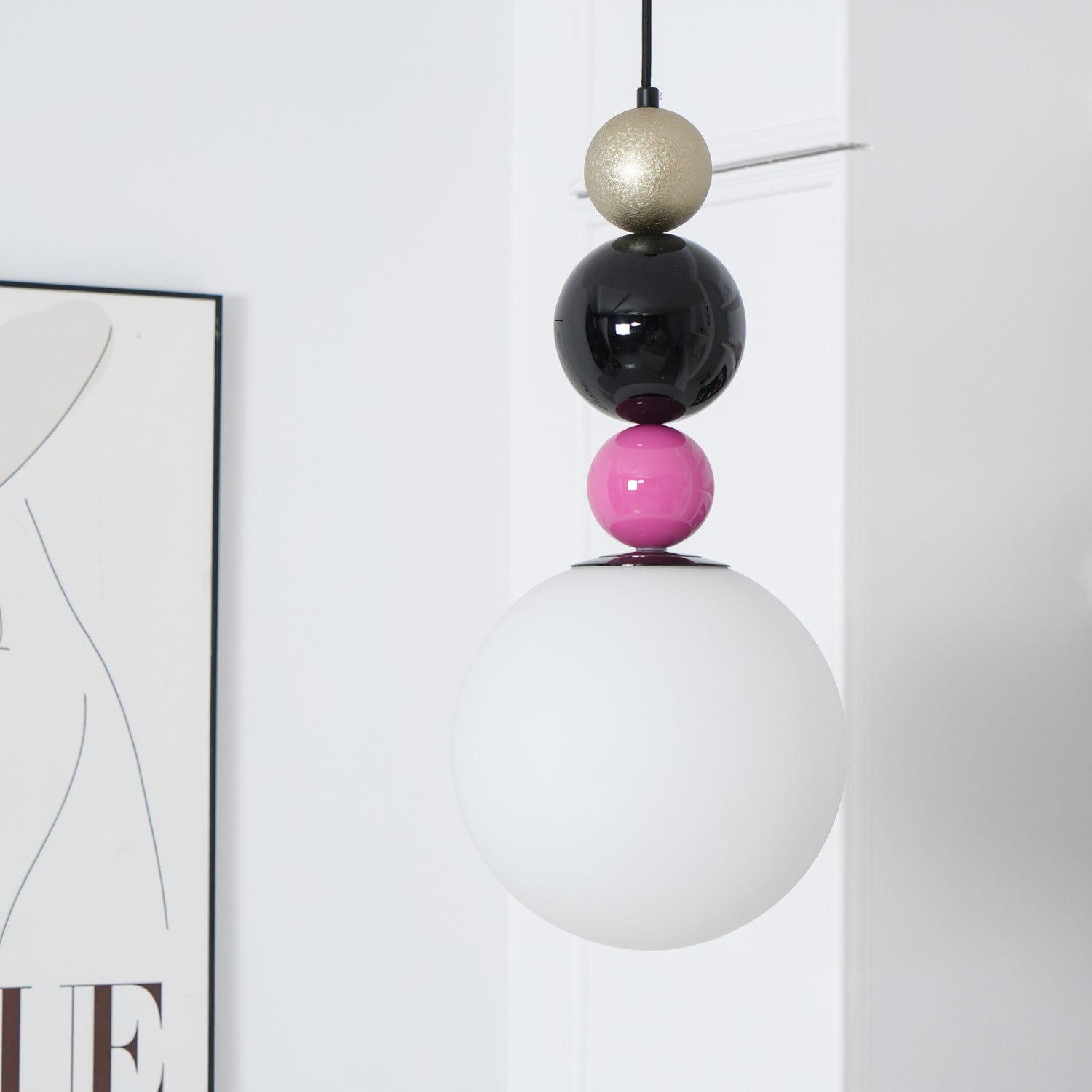Eshaisra Nordic Art Round Balls Stacking Glass Pendant Lamp-Neutral Decor