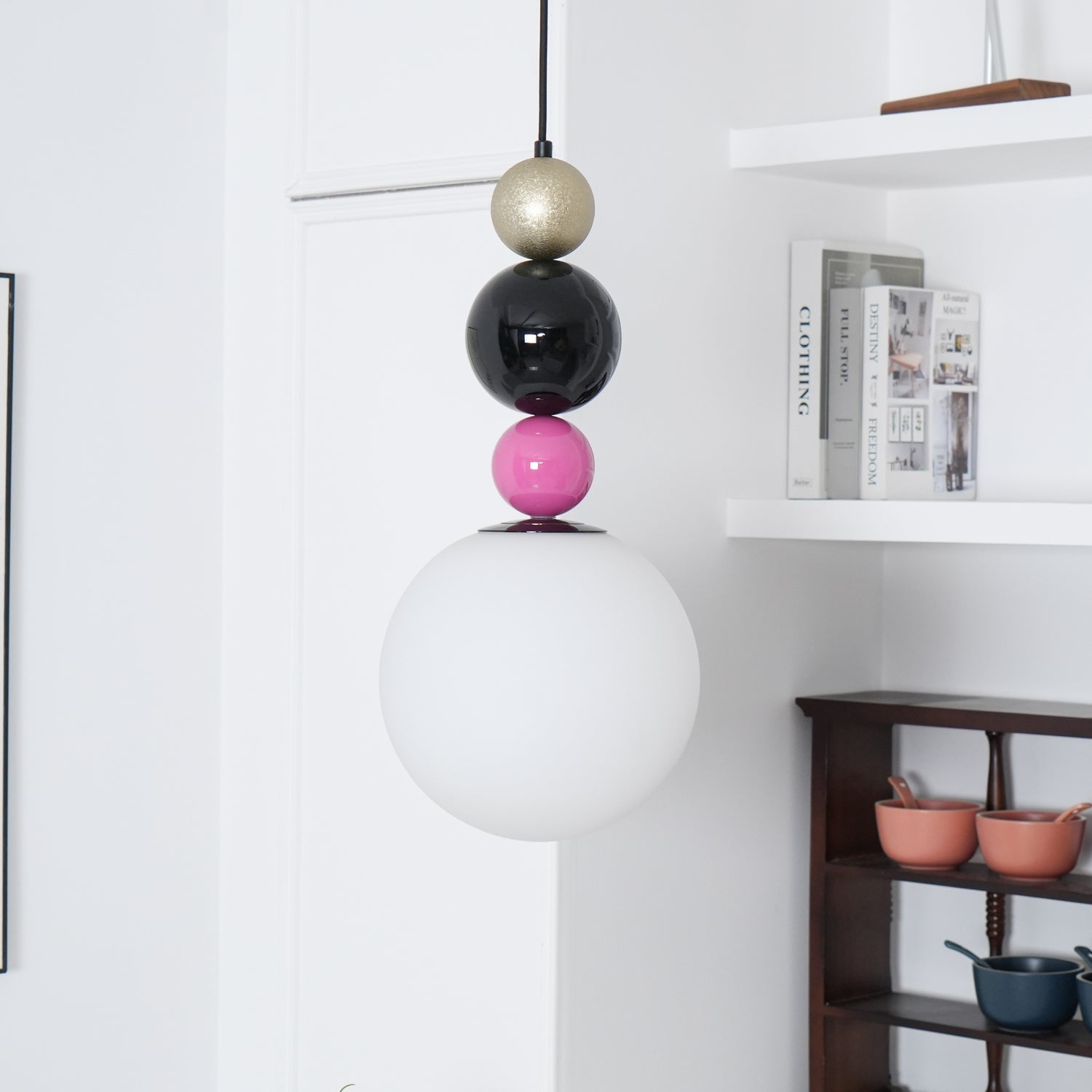 Eshaisra Nordic Art Round Balls Stacking Glass Pendant Lamp-Neutral Decor