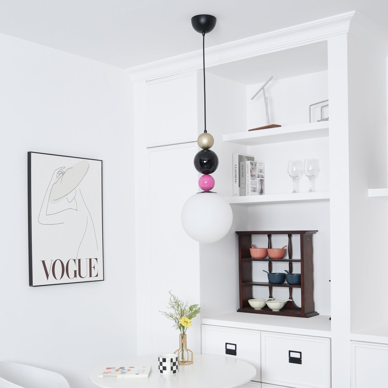 Eshaisra Nordic Art Round Balls Stacking Glass Pendant Lamp-Neutral Decor