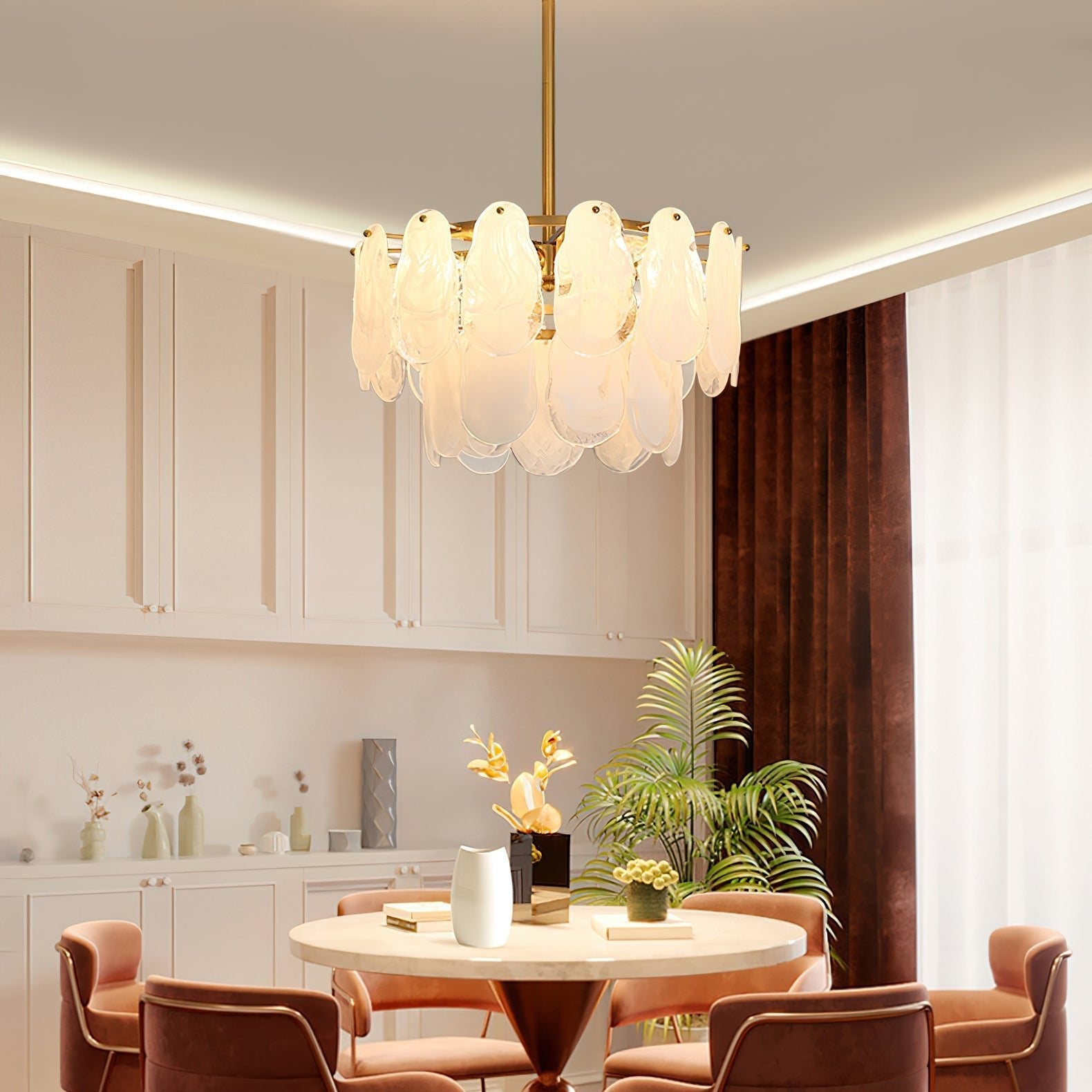 Dren Postmodern Luxury Round Cloud Glass Chandelier-Neutral Decor