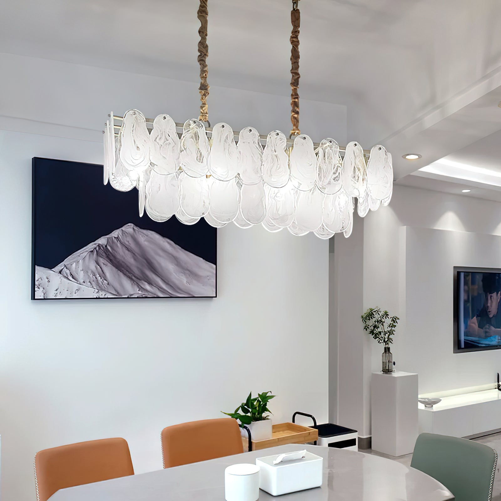 Dren Postmodern Luxury Round Cloud Glass Chandelier-Neutral Decor