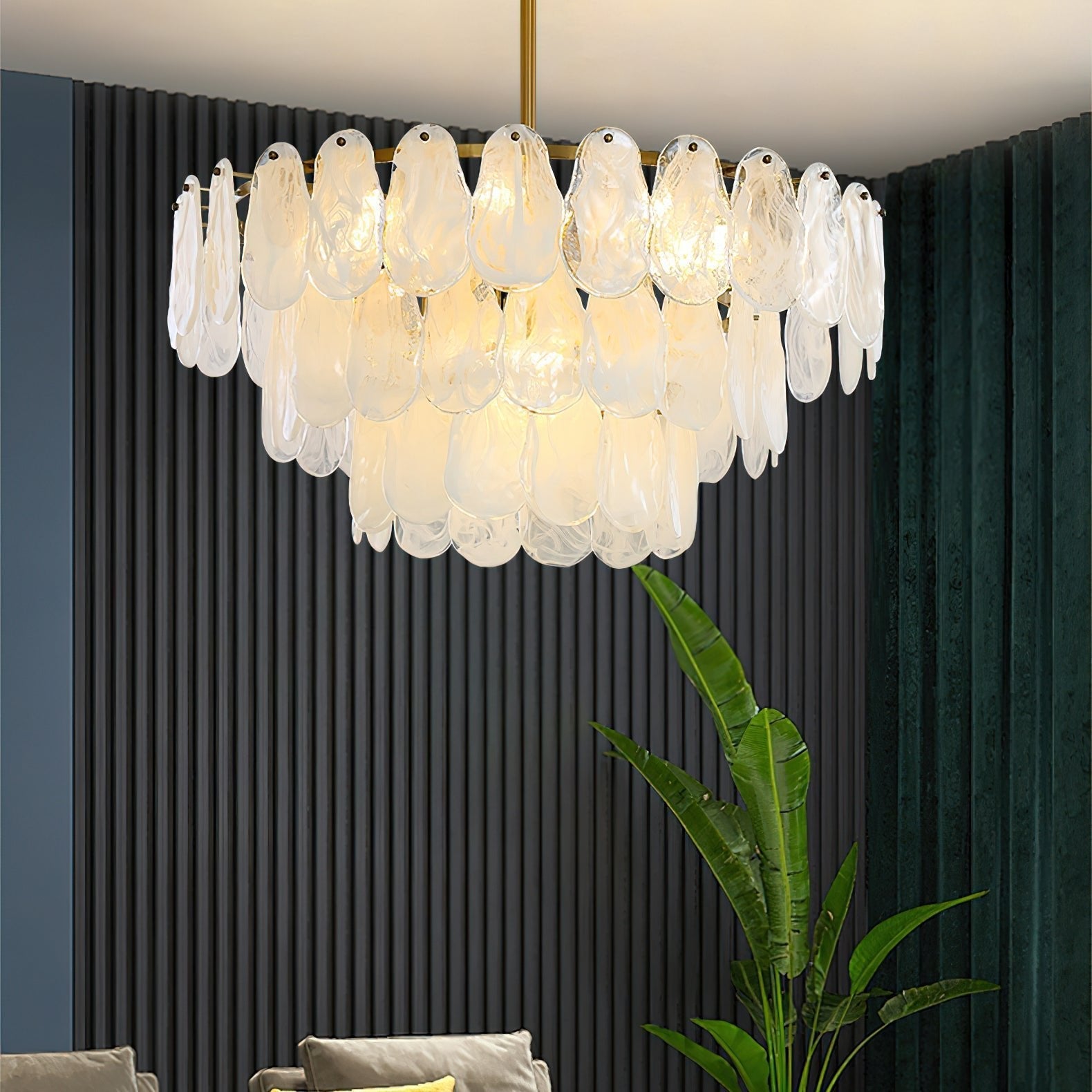 Dren Postmodern Luxury Round Cloud Glass Chandelier-Neutral Decor