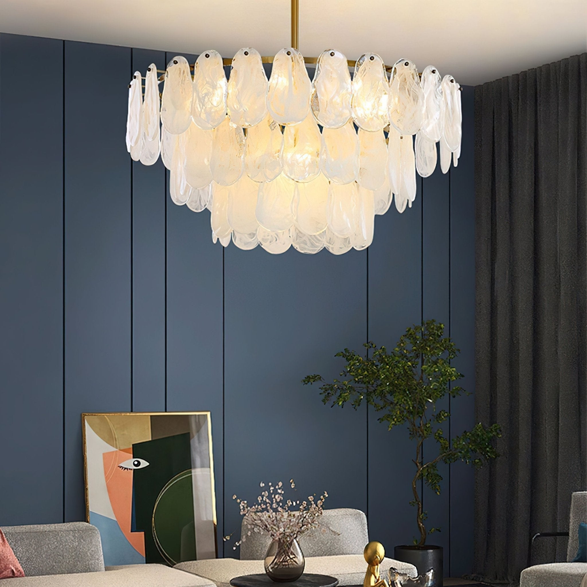 Dren Postmodern Luxury Round Cloud Glass Chandelier-Neutral Decor