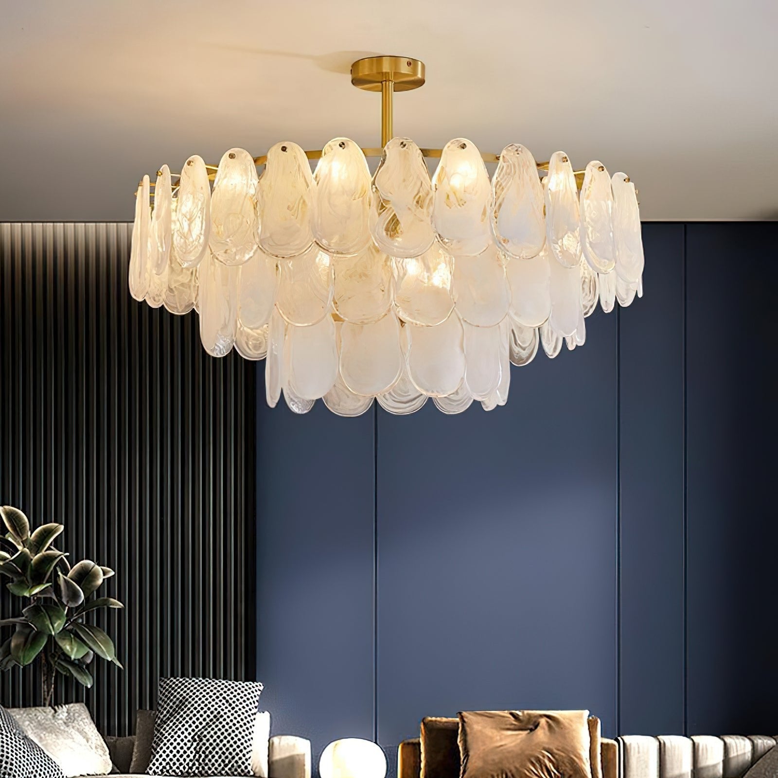 Dren Postmodern Luxury Round Cloud Glass Chandelier-Neutral Decor