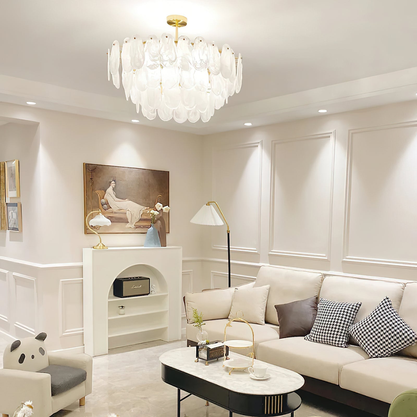Dren Postmodern Luxury Round Cloud Glass Chandelier-Neutral Decor