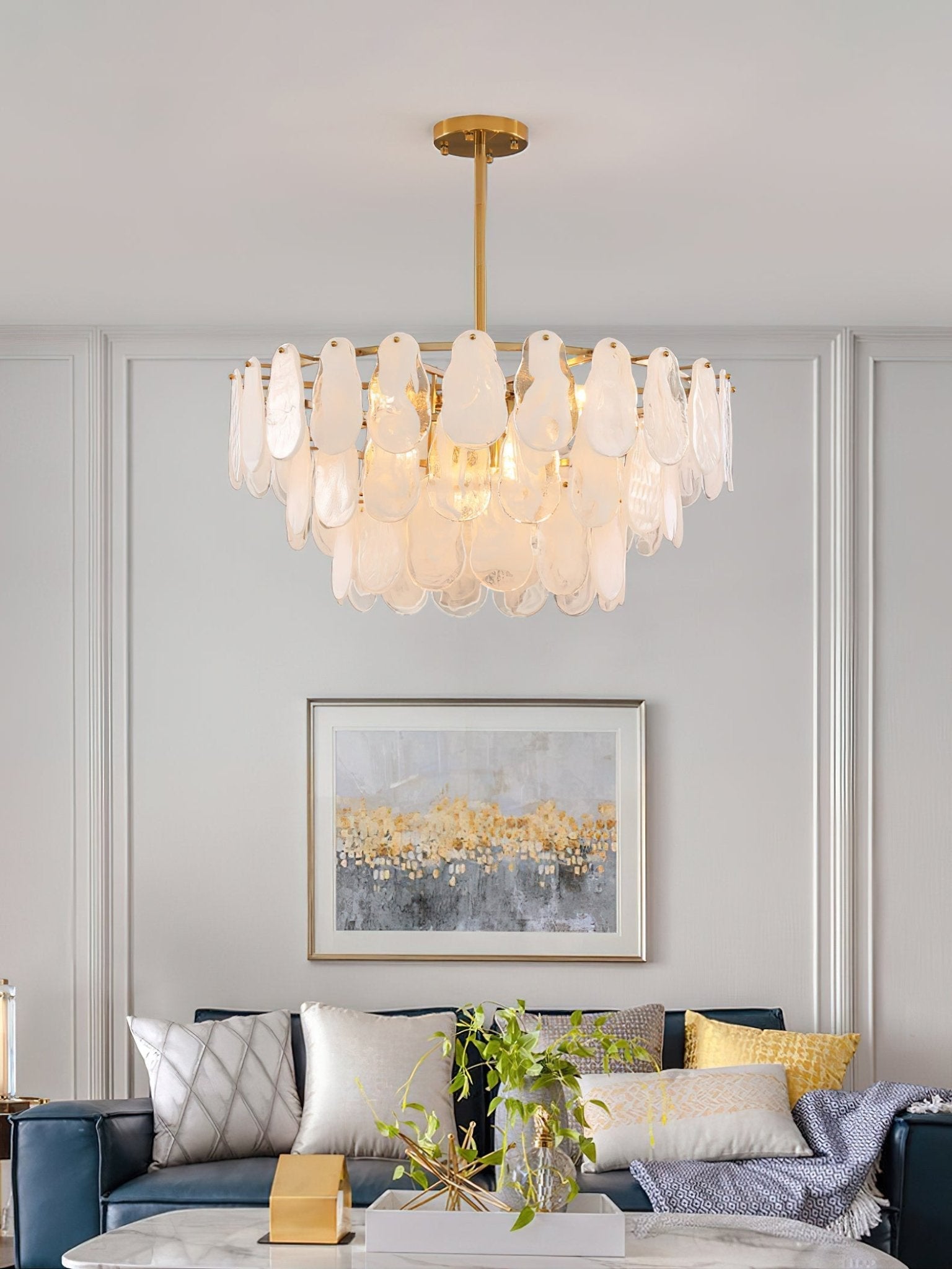 Dren Postmodern Luxury Round Cloud Glass Chandelier-Neutral Decor