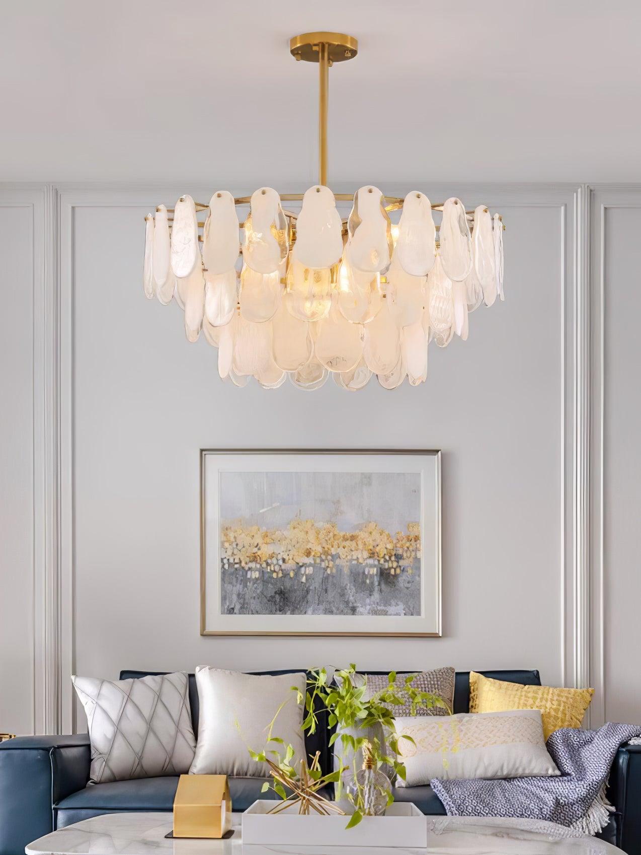 Dren Postmodern Luxury Round Cloud Glass Chandelier-Neutral Decor