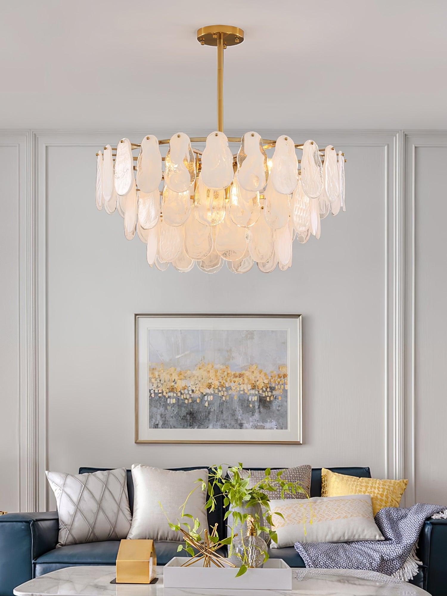 Dren Postmodern Luxury Round Cloud Glass Chandelier-Neutral Decor