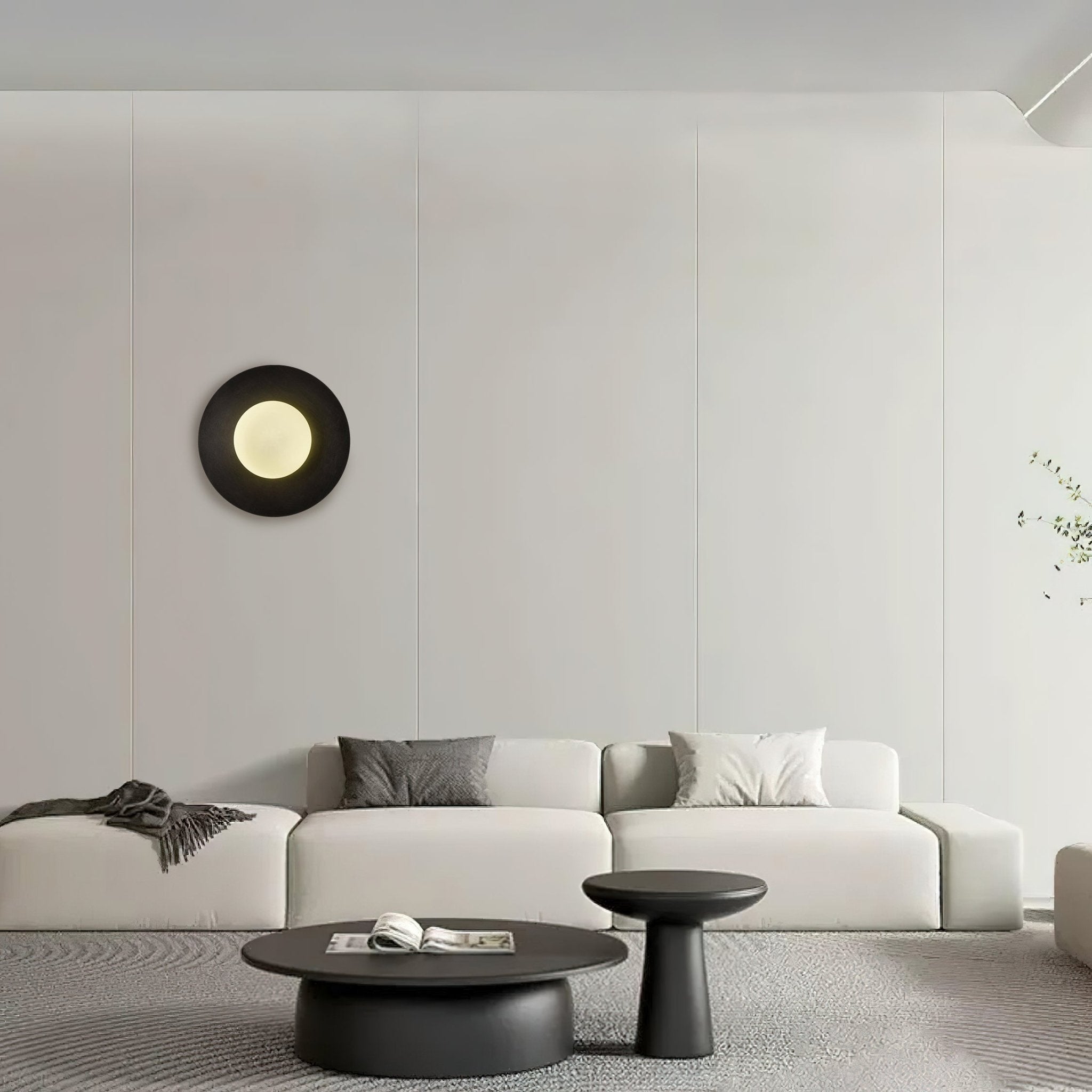 Elem Modern Minimalist Round Art Brass Glass Wall Lamp-Neutral Decor