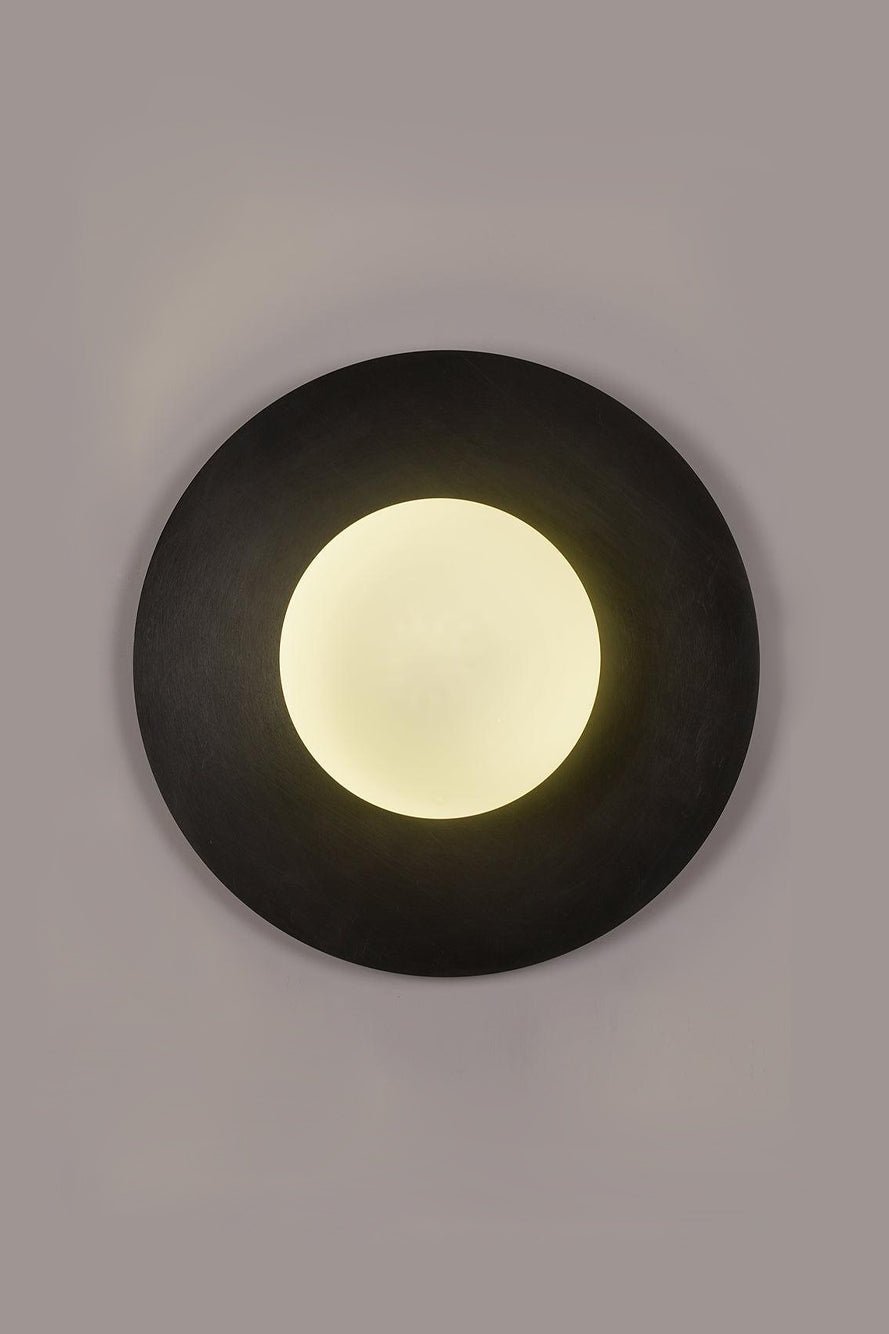 Elem Modern Minimalist Round Art Brass Glass Wall Lamp-Neutral Decor