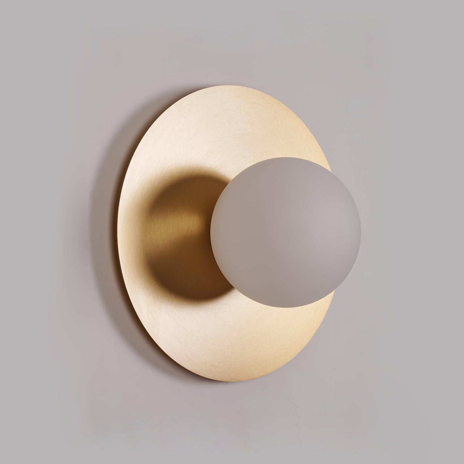 Elem Modern Minimalist Round Art Brass Glass Wall Lamp-Neutral Decor