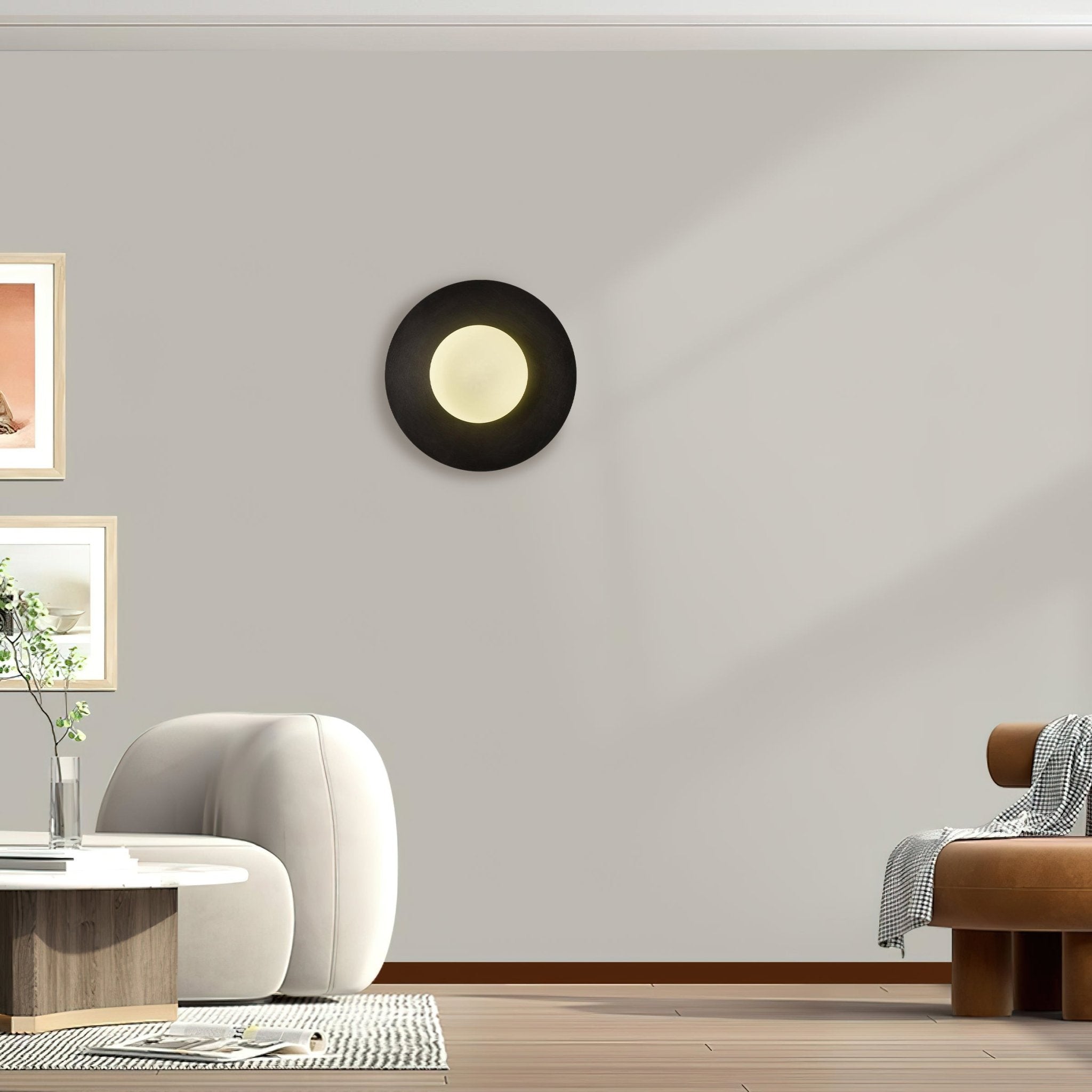 Elem Modern Minimalist Round Art Brass Glass Wall Lamp-Neutral Decor