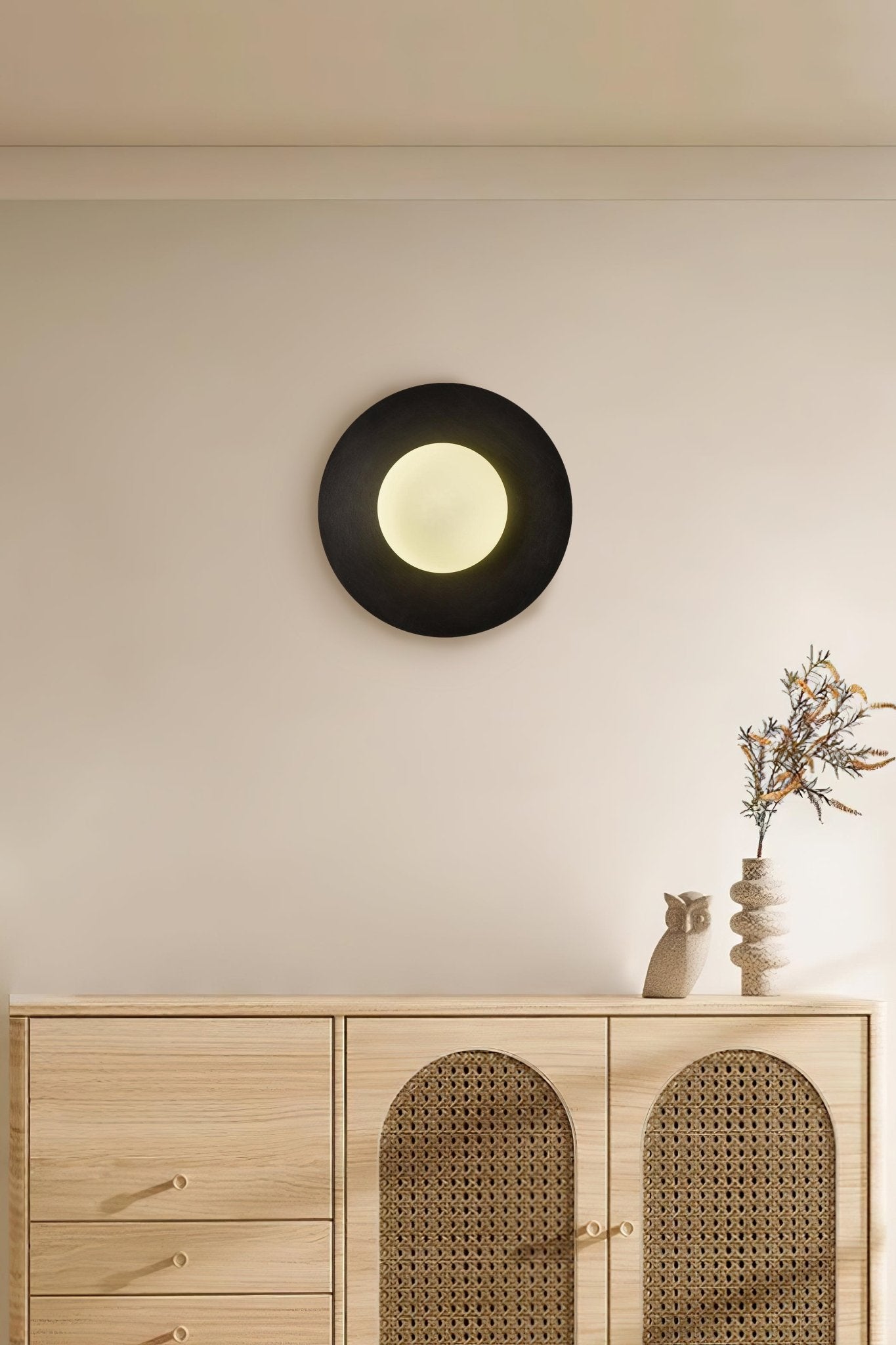 Elem Modern Minimalist Round Art Brass Glass Wall Lamp-Neutral Decor