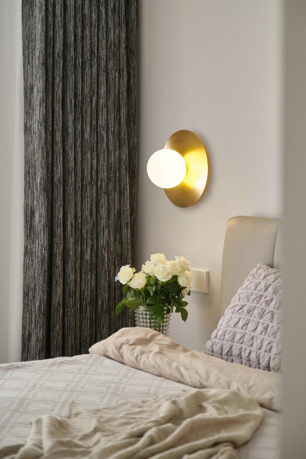 Elem Modern Minimalist Round Art Brass Glass Wall Lamp-Neutral Decor
