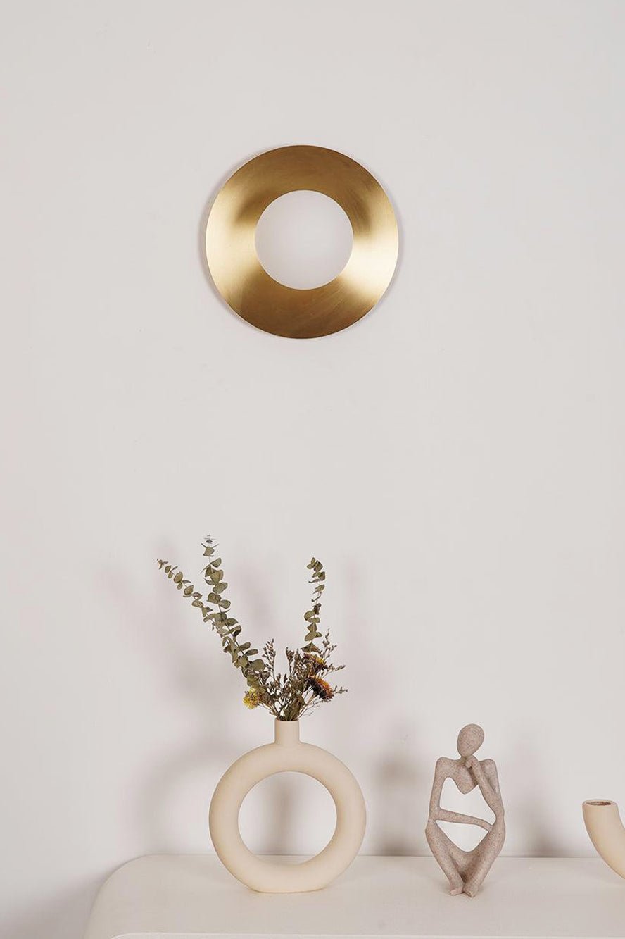 Elem Modern Minimalist Round Art Brass Glass Wall Lamp-Neutral Decor