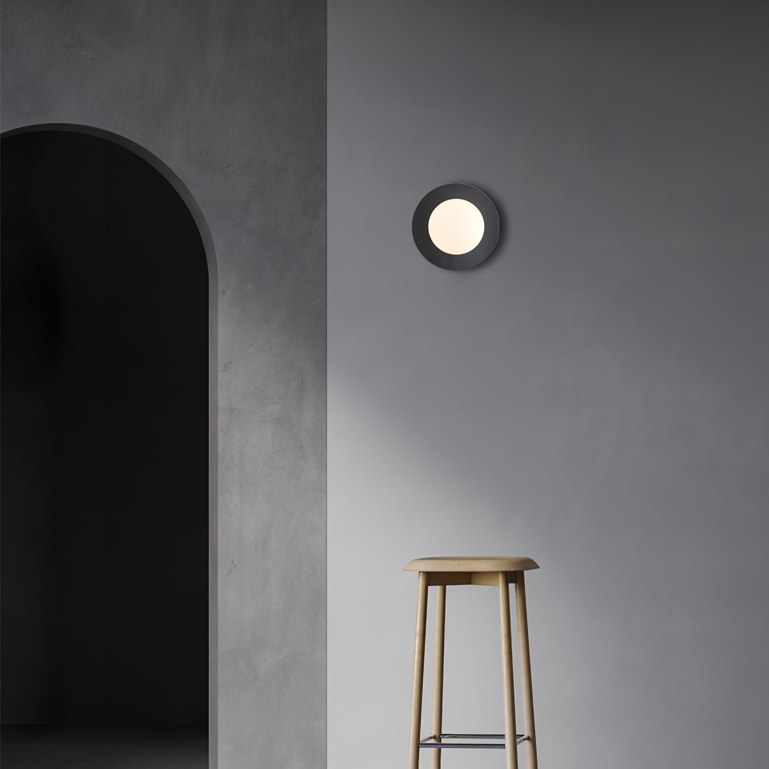 Elem Modern Minimalist Round Art Brass Glass Wall Lamp-Neutral Decor
