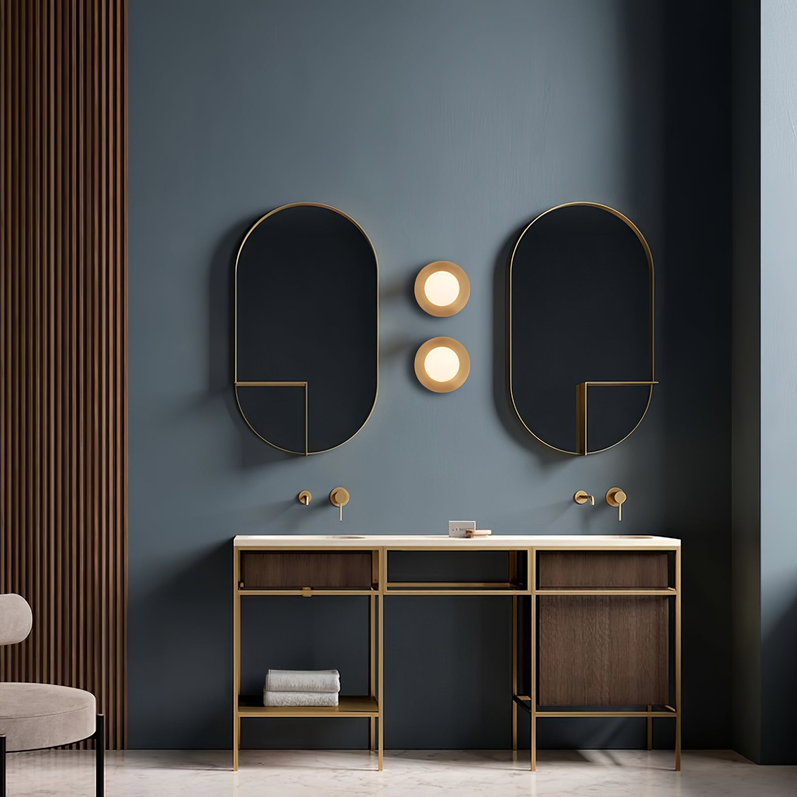 Elem Modern Minimalist Round Art Brass Glass Wall Lamp-Neutral Decor