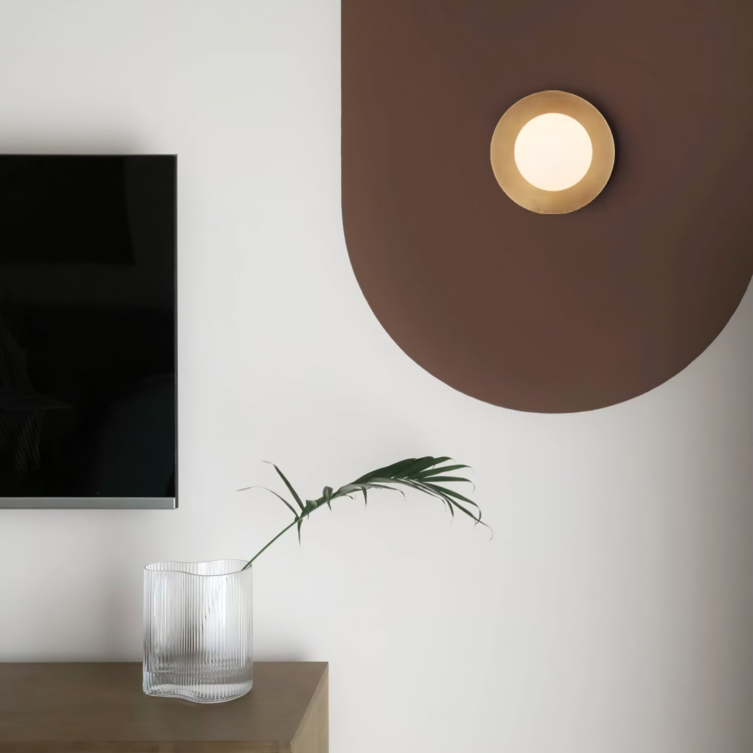 Elem Modern Minimalist Round Art Brass Glass Wall Lamp-Neutral Decor
